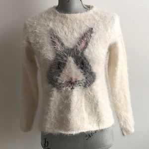 Zara girls knitwear white bunny sweater